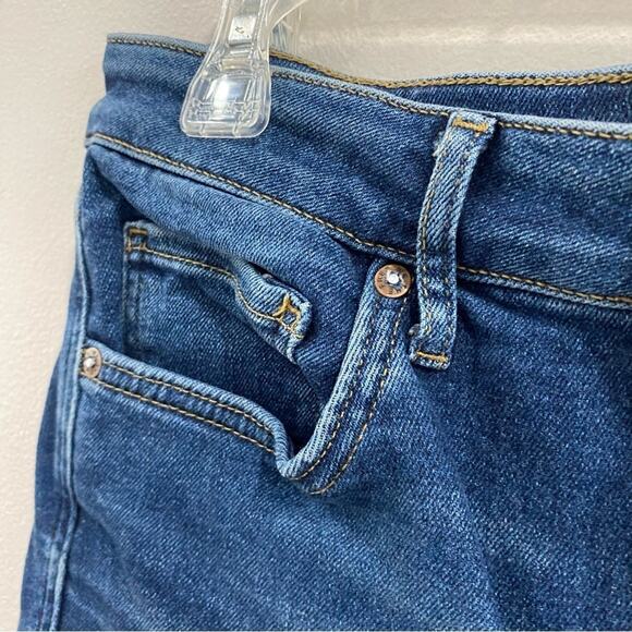 We The Free People | High Rise Dark Wash Raw Hem Skinny Blue Jeans Size 30 - Picture 4 of 13